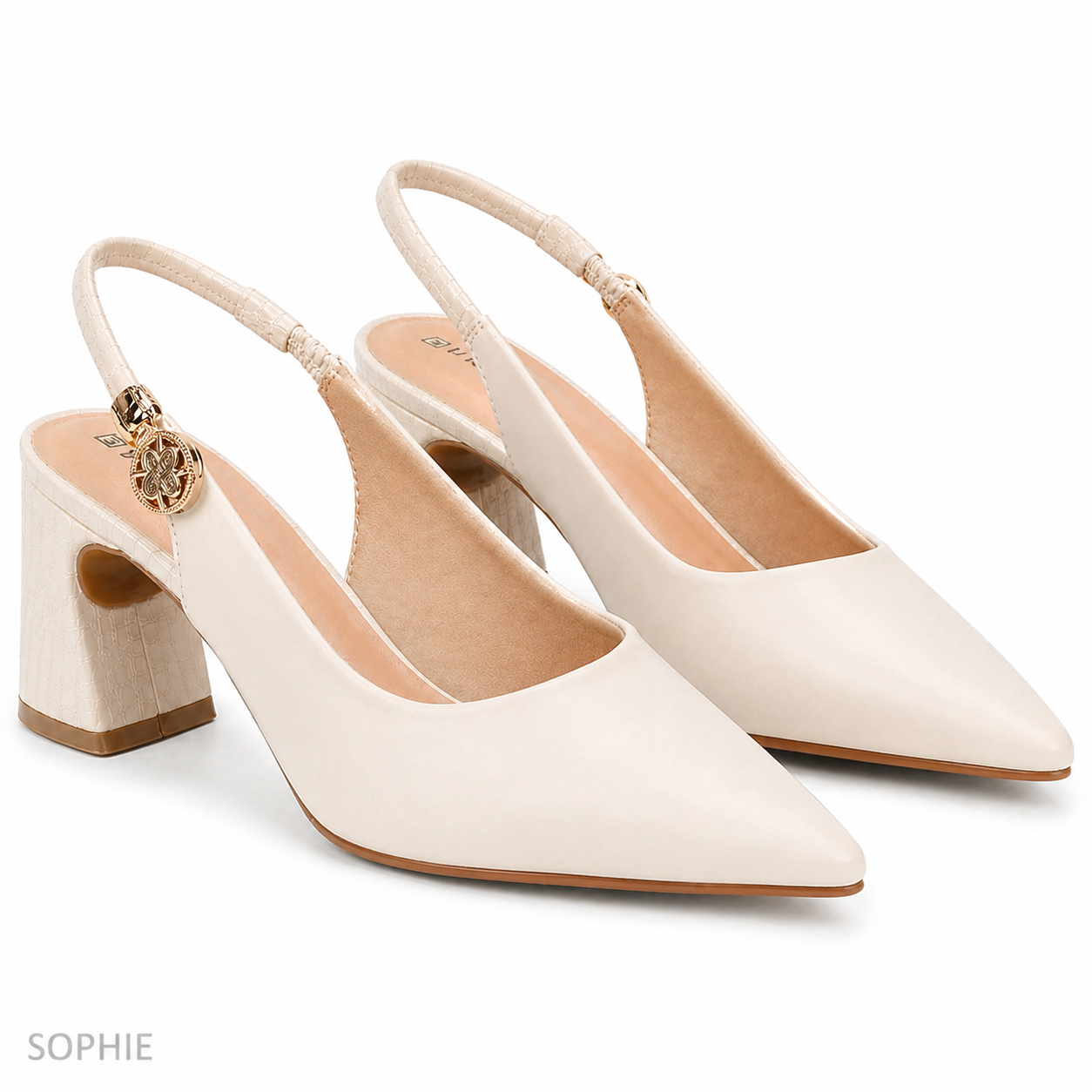 Scarpin Slingback Ramarim Feminino Off-White/Coconut
